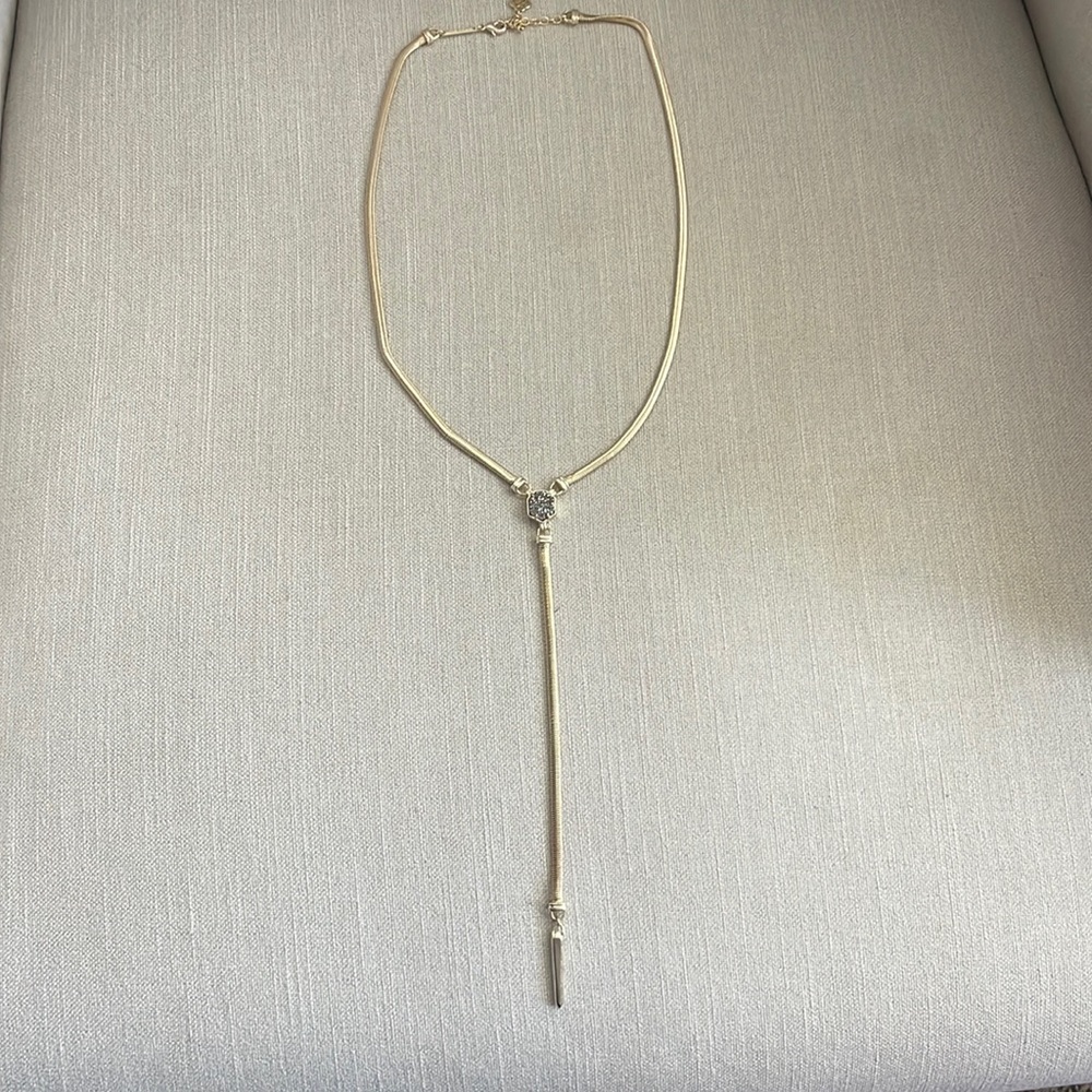 Gold Kendra Scott Necklace with Platinum Drusy